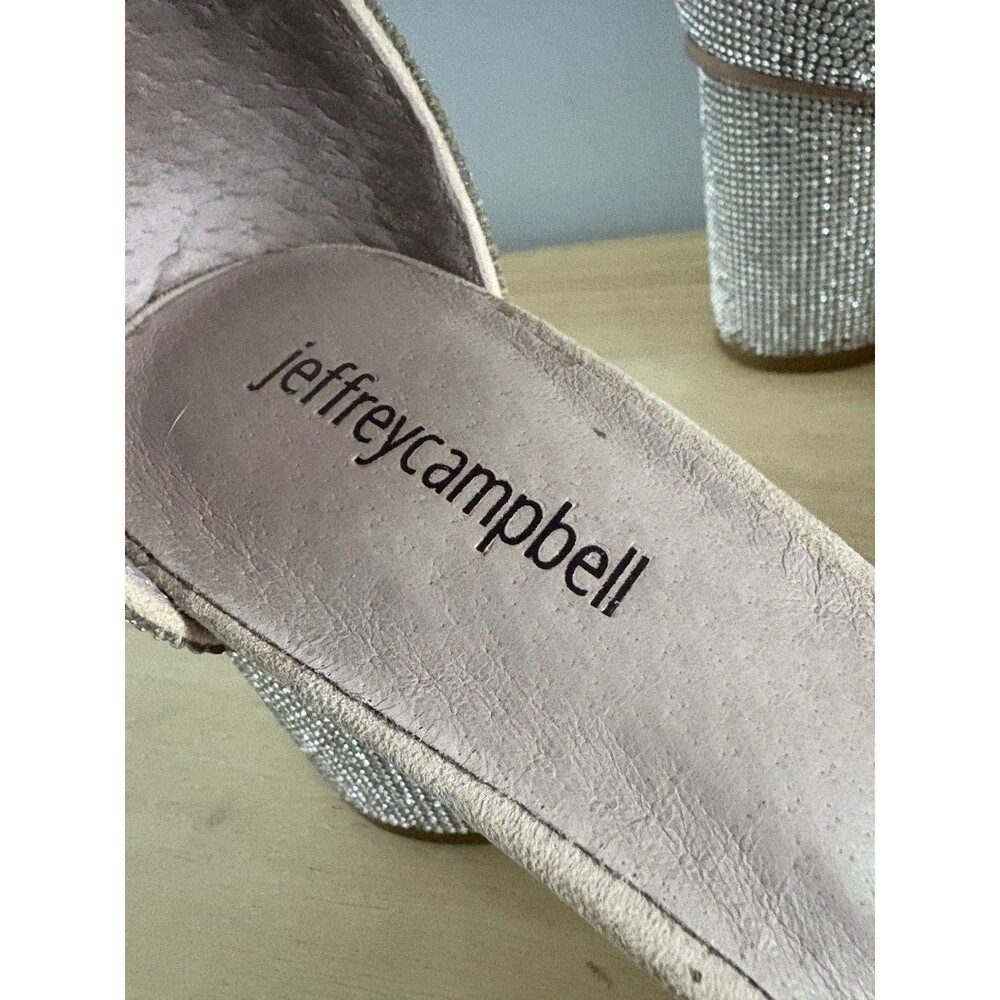 Jeffrey Campbell Laura Crystal Embellished Ankle Strap Silver 8 Prom Wedding - Picture 10 of 12